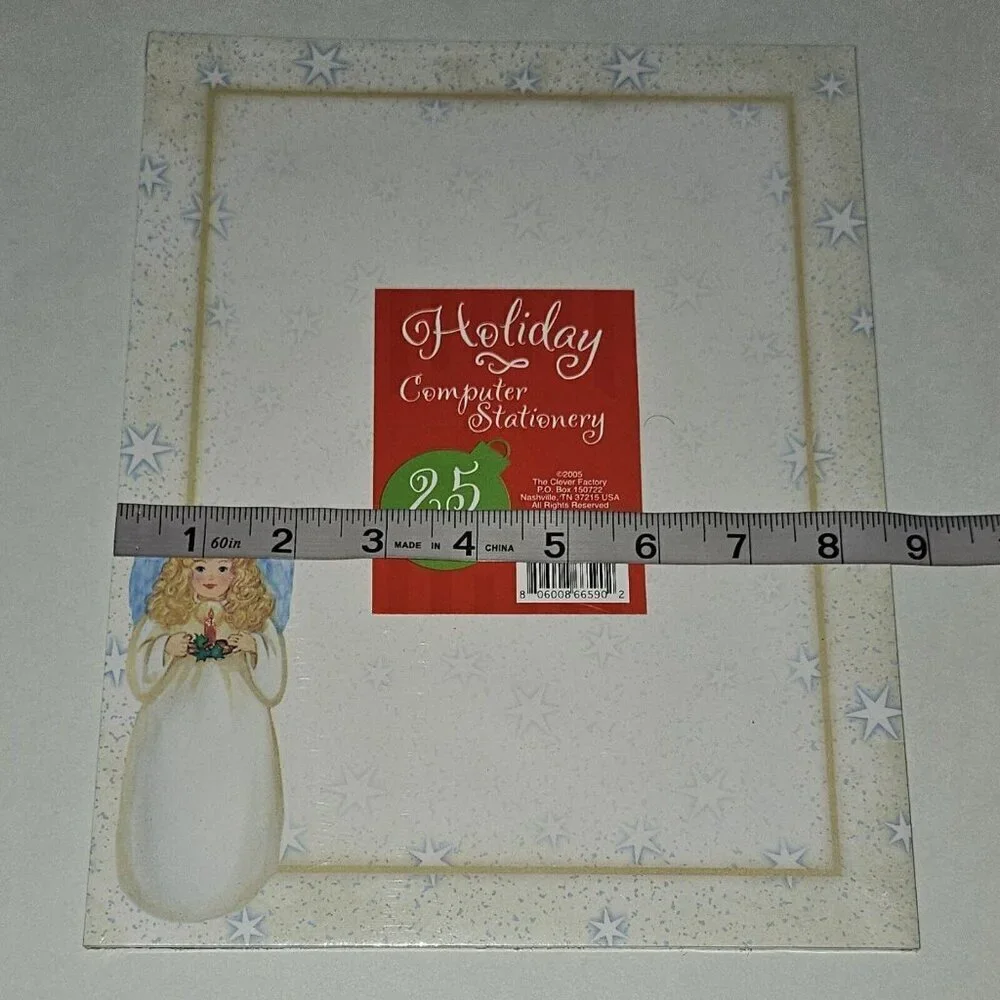 NEW 1 Pack 8.5x11 Letter Paper Stationery Angel Candle Stars Christmas 25 Sheets